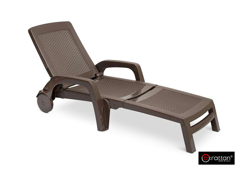 Шезлонг B:rattan MIAMI складной, коричневый