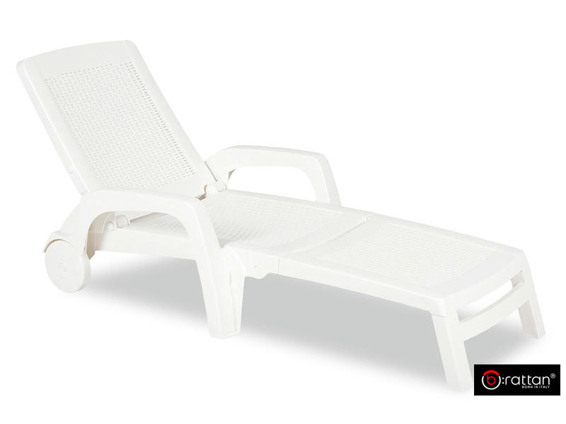 Шезлонг B:rattan MIAMI складной, белый (дисконт)
