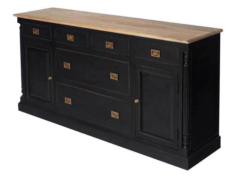 Комод BLACK LABEL (mod. WA-0024) дерево акация, манго, мдф, 185x49x92 см, черный/натуральный