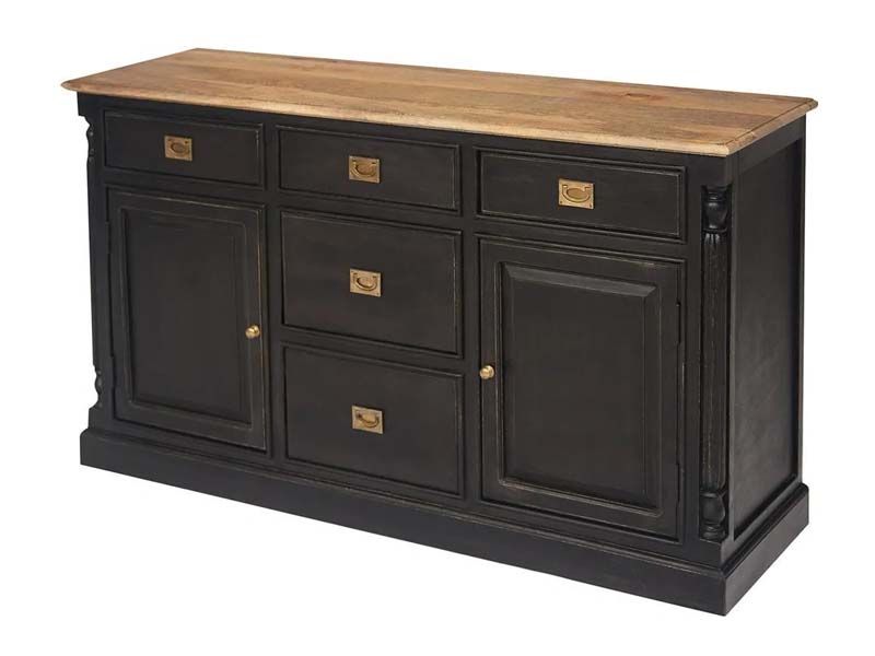Комод BLACK LABEL (mod. WA-0028) дерево акация, манго, мдф, 163х47х93см, черный/натуральный