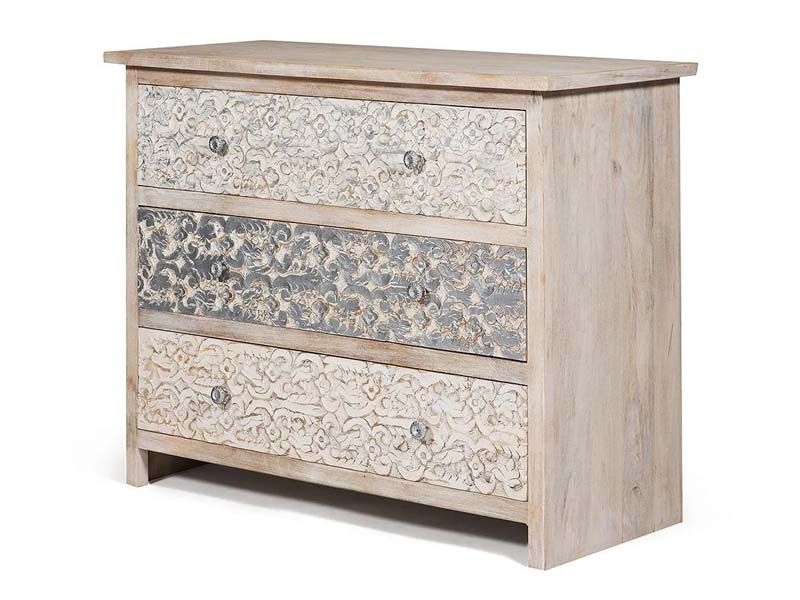 Комод Caraibo (mod. SHE2166) дерево манго, 102х80х46см, натуральный/white wash