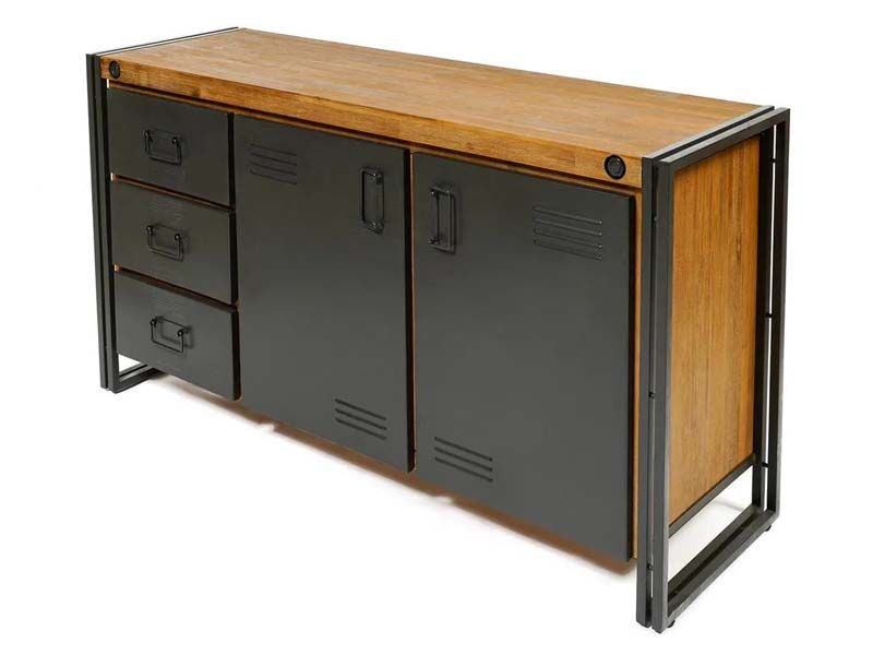 Комод CITY ( mod. CTY D01) металл/дерево акация, 150х45х80см, коричневый дым (smoke brown B034)