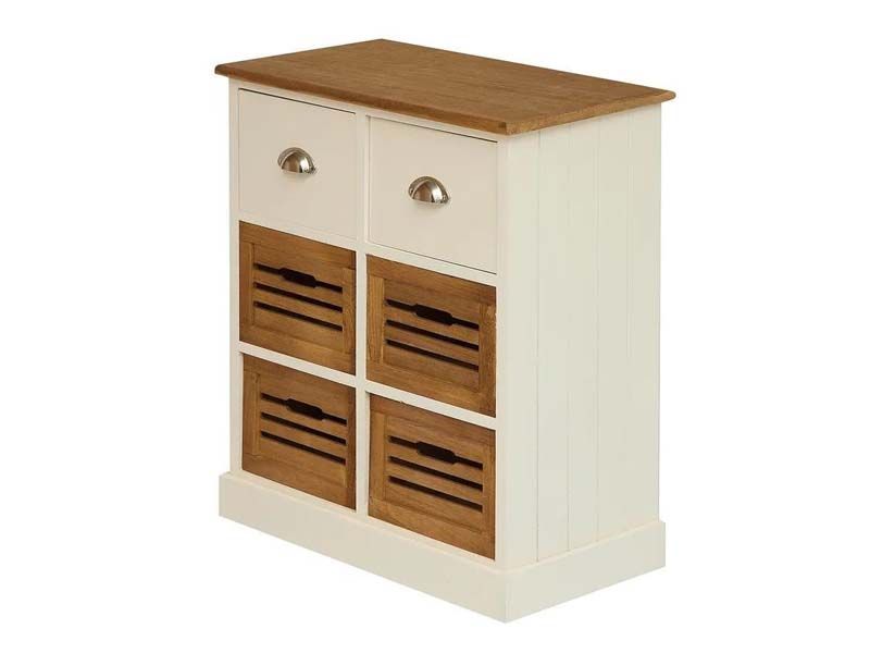 Комод с 6 ящиками BOLLARD ( mod. HX13-416 ) paulownia, мдф, 70x32x60см, butter white/brown (слоновая кость/коричневый)