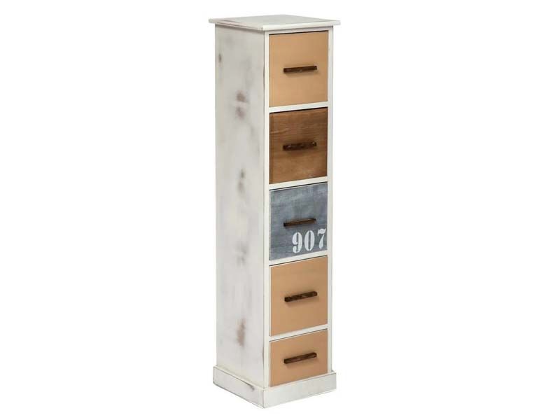 Тумба с 5 ящиками MARITIME 5 ( mod. HX16-001NS ) paulownia, мдф, 30x30x120см, butter white/navy design