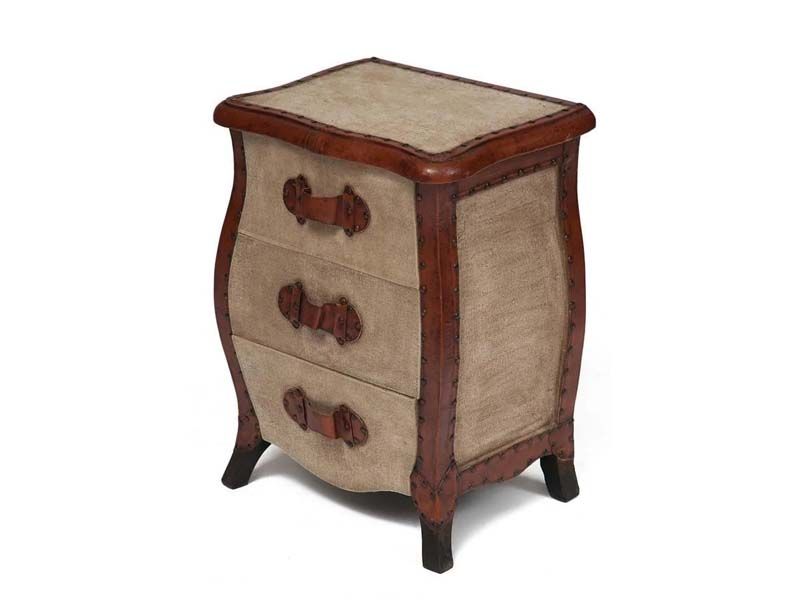 Комод MONDE ( mod. M-5089 ) дерево манго/кожа буйвола/ткань, 50*36*65, коричневый, ткань: винтаж