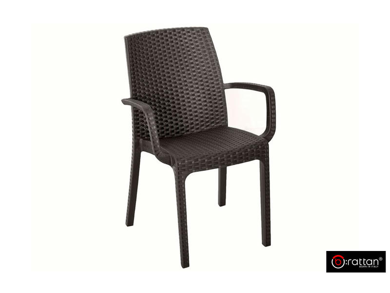 Стул B:rattan INDIANA с подлокотниками, коричневый
