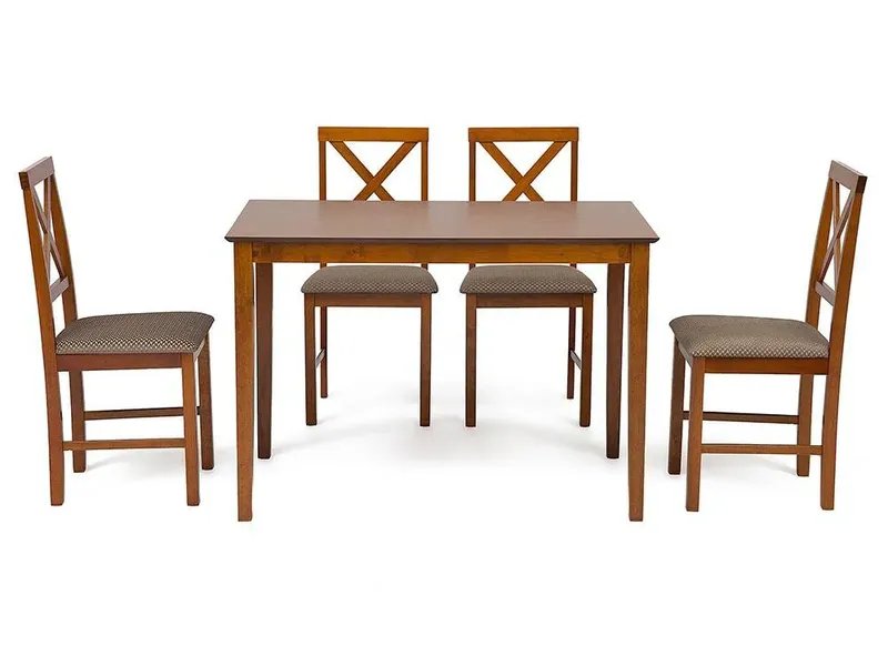 Обеденный комплект эконом Хадсон (стол + 4 стула) Espresso ткань св.-кор. (HE490-02)