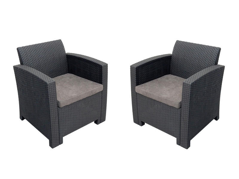 Кресло (2шт.) b:rattan Arizona, антрацит (2 подушки)