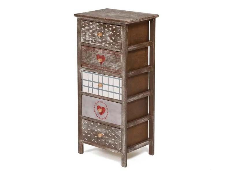Тумба с 5 ящиками CHRISTMAS 5 ( mod. HX16-011NS ) дерево павловния, мдф, 40х30х85см, brown (коричневый)