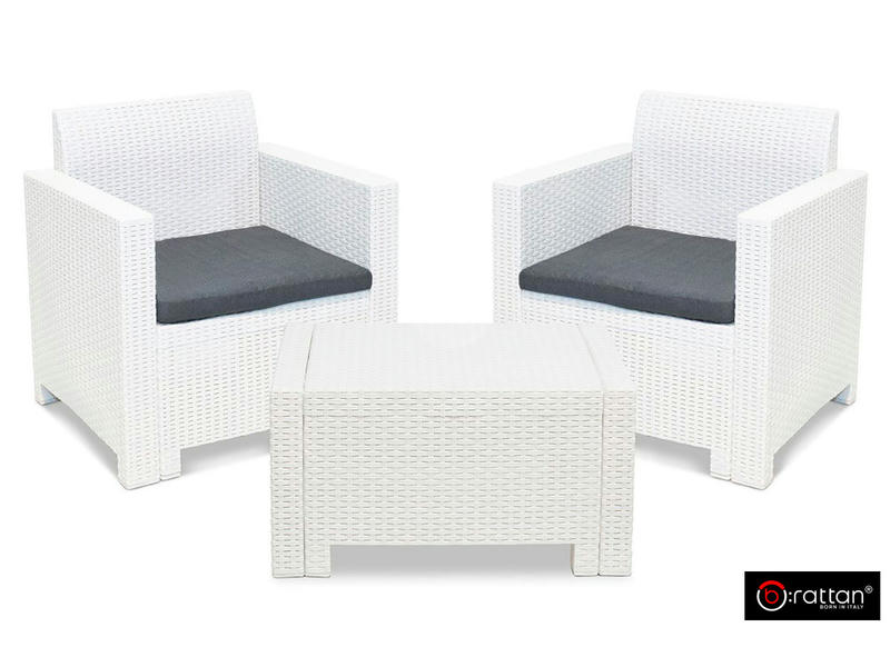 Комплект мебели NEBRASKA TERRACE Set (стол, 2 кресла), белый