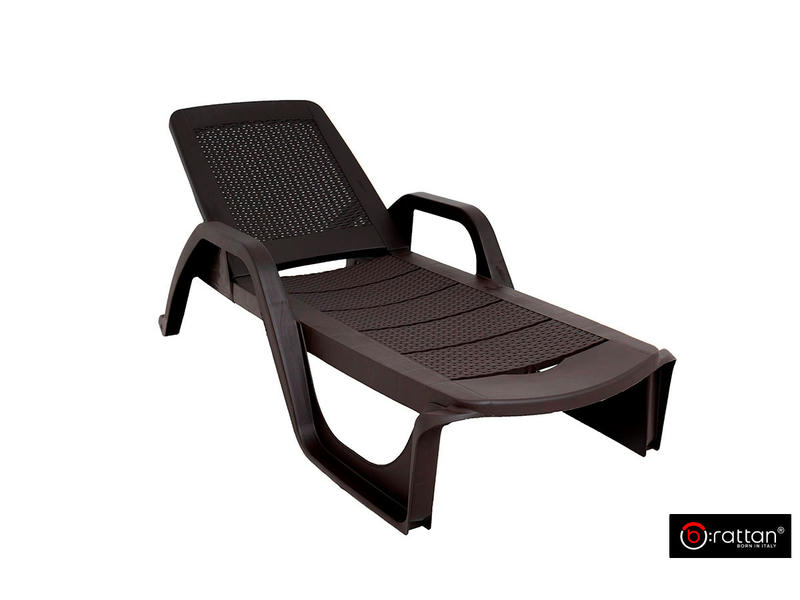 Шезлонг B:rattan NILO стопирующийся, коричневый