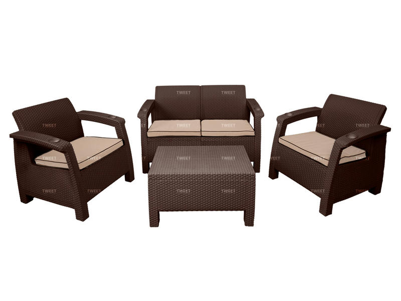 Комплект уличной мебели TWEET Terrace Set, коричневый