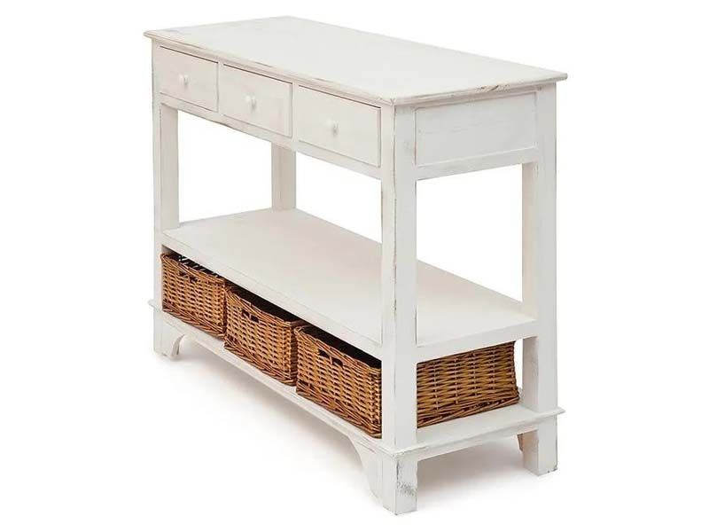 Комод с 3 корзинами и 3 ящиками OISELET 6 (mod. HX16-005NS ) paulownia, мдф, 108x40x85см, butter white (слоновая кость)