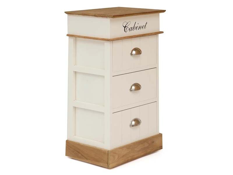 Тумба с 3 ящиками CABINET ( mod. HX14-120 ) paulownia, мдф, 69x28x38см, butter white/brown (слоновая кость/коричневый)