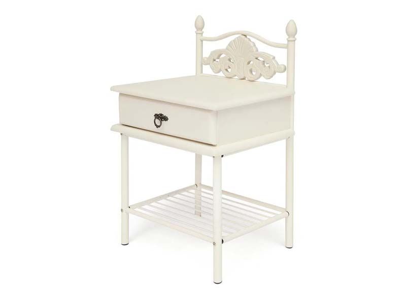 Тумба прикроватная CANZONA металл/гевея, 51х43х82см, Белый (butter white)