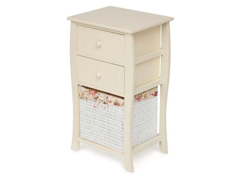 Тумба с корзиной и 2 ящиками ARC 2 ( mod. HX16-827 S ) paulownia, мдф, 70x40x30см, butter white (слоновая кость)