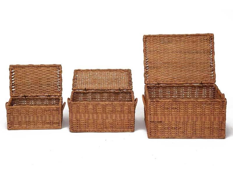 Сундук Bonanza (набор из 3 штук) натуральный ротанг, 40*25*20/48*32*25/55*40*30 см, Коньяк