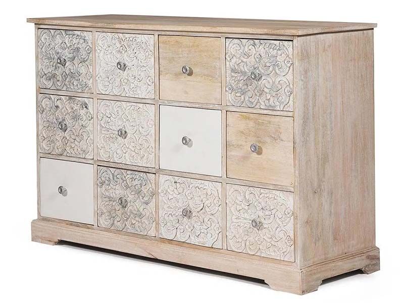 Комод Caraibo (mod. SHE2162) дерево манго, 129х48х90см, натуральный/white wash