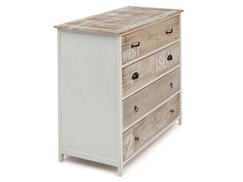 Комод с 4 ящиками ISLAND ( mod. HX16-008NS ) paulownia, мдф, 90x45x86см, butter white/brown (слоновая кость/коричневый)