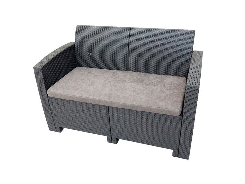 Диван двухместный b:rattan Arizona, антрацит (2-х местная подушка)